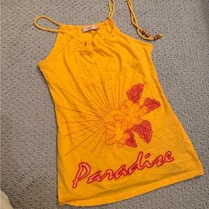 Vintage Guess Paradise Orange Embroidered Halter Tank Top - Women